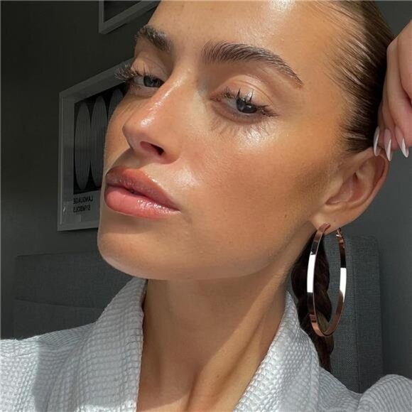 4MM Wide Silver Hoop Earrings for Women Sterling Silver Large Hoop Earrings - Picture 2 of 7